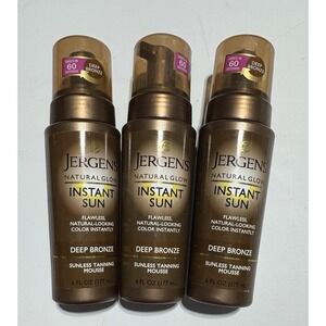 Jergens Instant Sun Sunless Tanning Mousse Deep Bronze ‎ 6 Oz Lot Of 3 NEW
